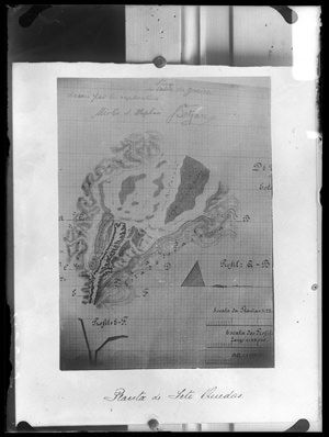 Karta slapova Salto del Gauira na rijeci Parani u Paragvaju. 8.-15.03.1904. Nacrtao: Mirko Seljan.