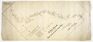 A drawing of the expedition itinerary across Paraguay through the towns Porto – Tacurupucu - San Blas. Signed by Mirko and Stevo (Stefan) Seljan.