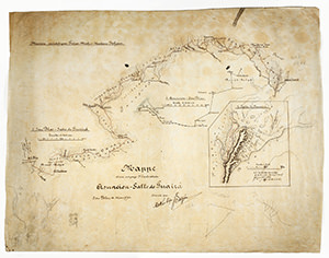 Karta područja od Asunciona do slapova Salto del Guaira u Paragvaju. Autor Mirko Seljan. 1904.